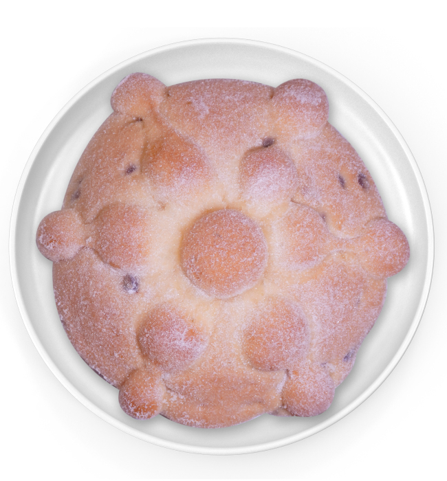 Pan de muerto grande con chispas de chocolate